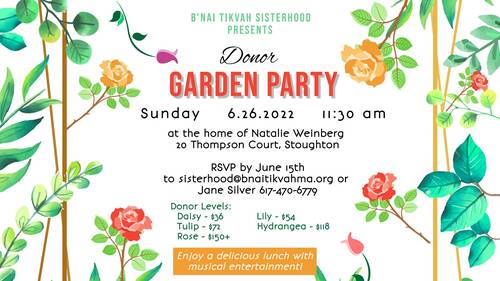 Banner Image for Sisterhood Donor Garden Party in Stoughton