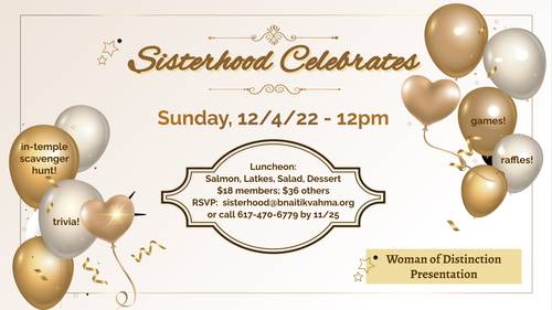 Banner Image for Sisterhood Celebrates: Luncheon & Woman of Distinction presentation